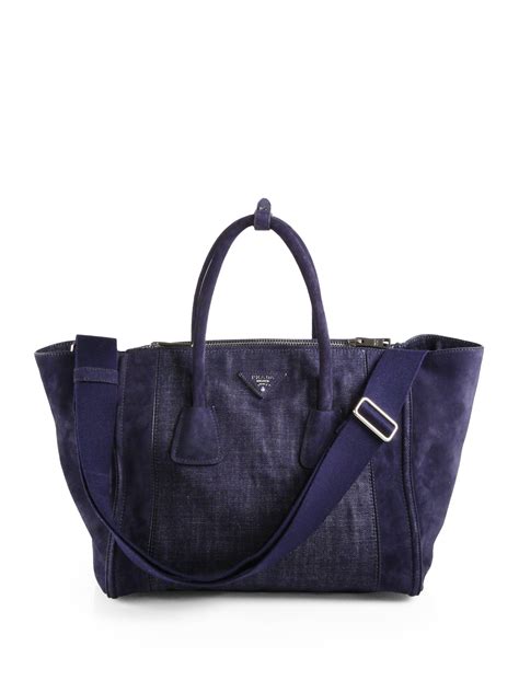 prada denim.bag|prada suede tote.